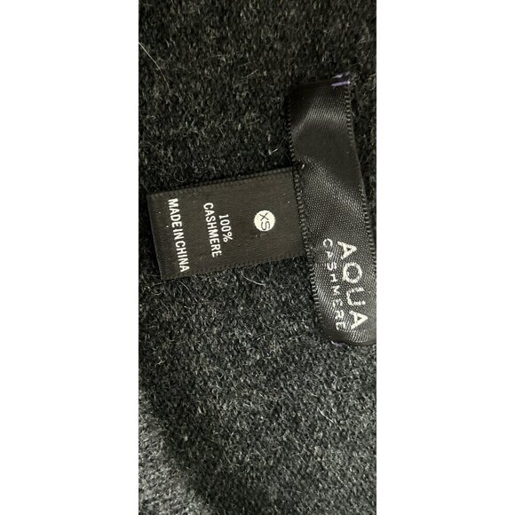 Aqua 100% Cashmere Womens XS Charcoal Gray Asymmetrical Peplum Sweater Top - Picture 4 of 6